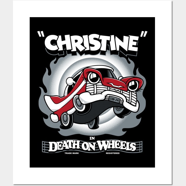 Vintage Cartoon Christine - Stephen King - Killer Car - Creepy Cute Horror Wall Art by Nemons